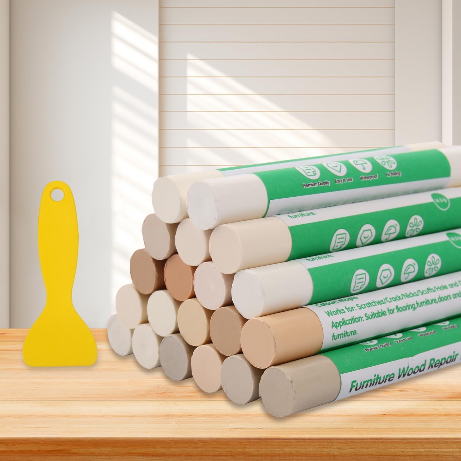Furniture Markers Touch Up, 20 Colors Wood Filler Sticks, Wood Wax Crayons for Repairing Scratches