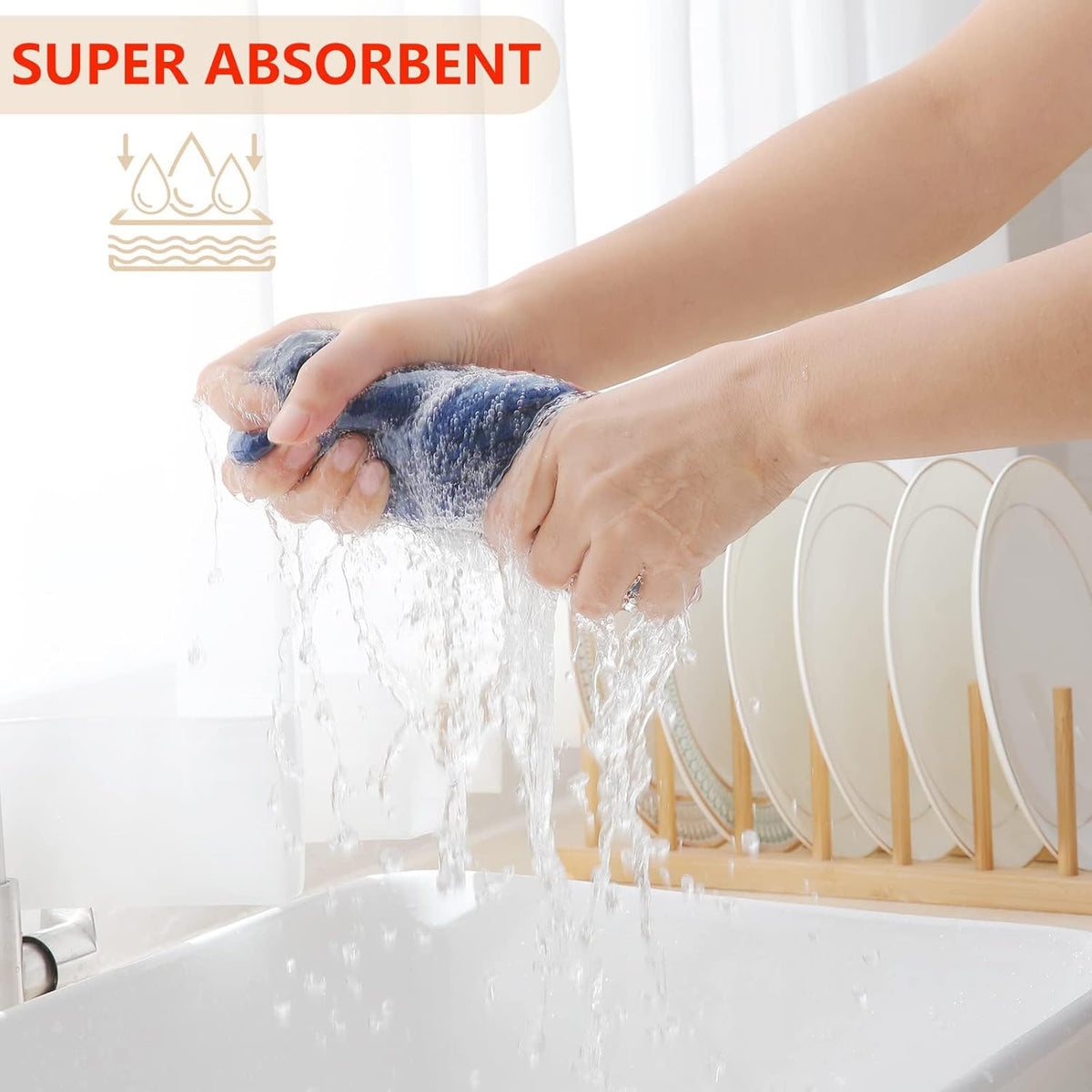 Homaxy 100% Cotton Waffle Weave Kitchen Dish Towels, Ultra Soft Absorbent Quick Drying Cleaning