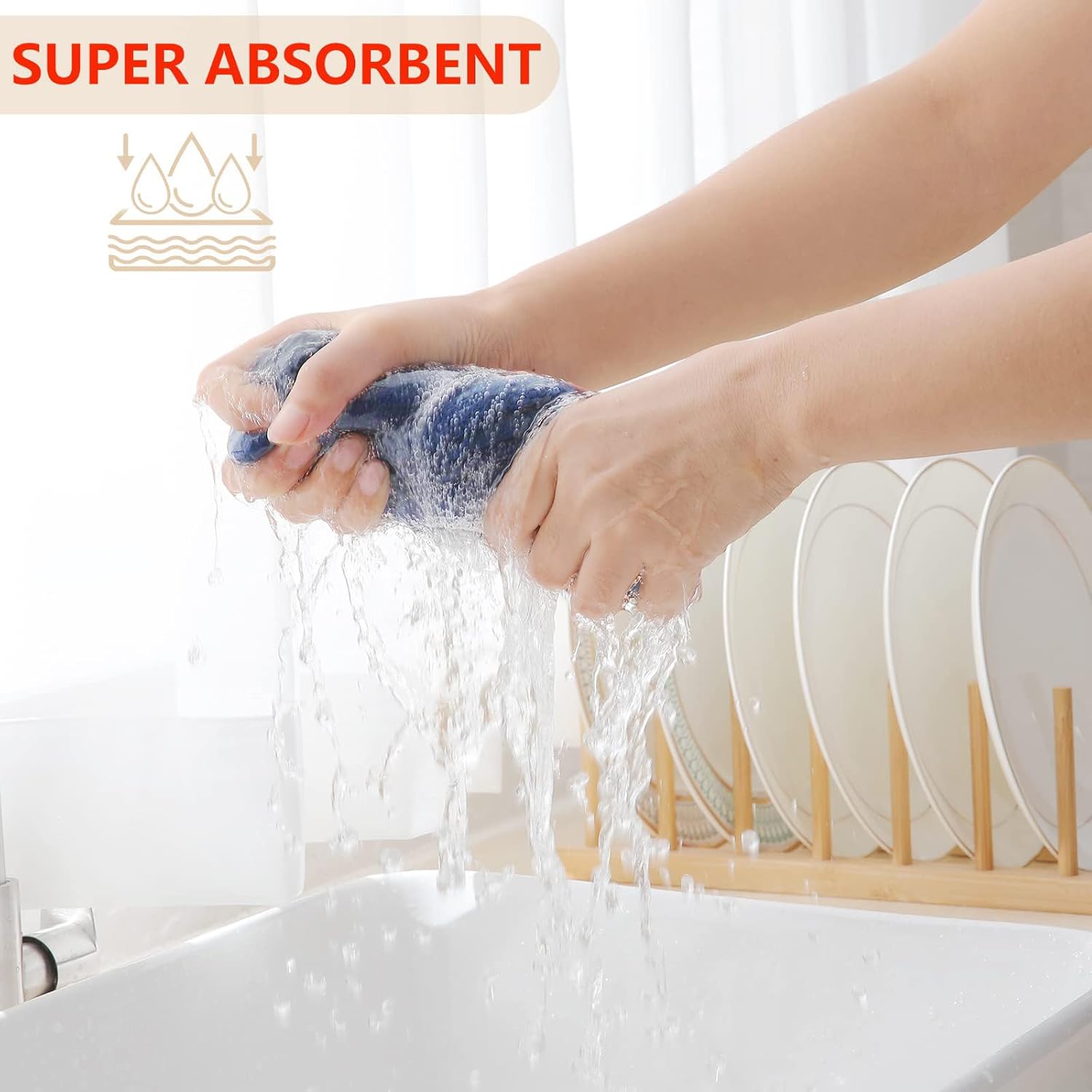 Homaxy 100% Cotton Waffle Weave Kitchen Dish Towels, Ultra Soft Absorbent Quick Drying Cleaning