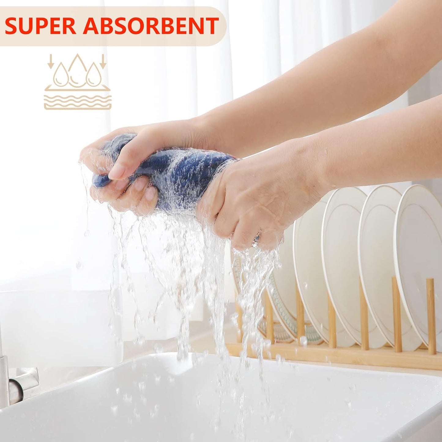 Homaxy 100% Cotton Waffle Weave Kitchen Dish Towels, Ultra Soft Absorbent Quick Drying Cleaning