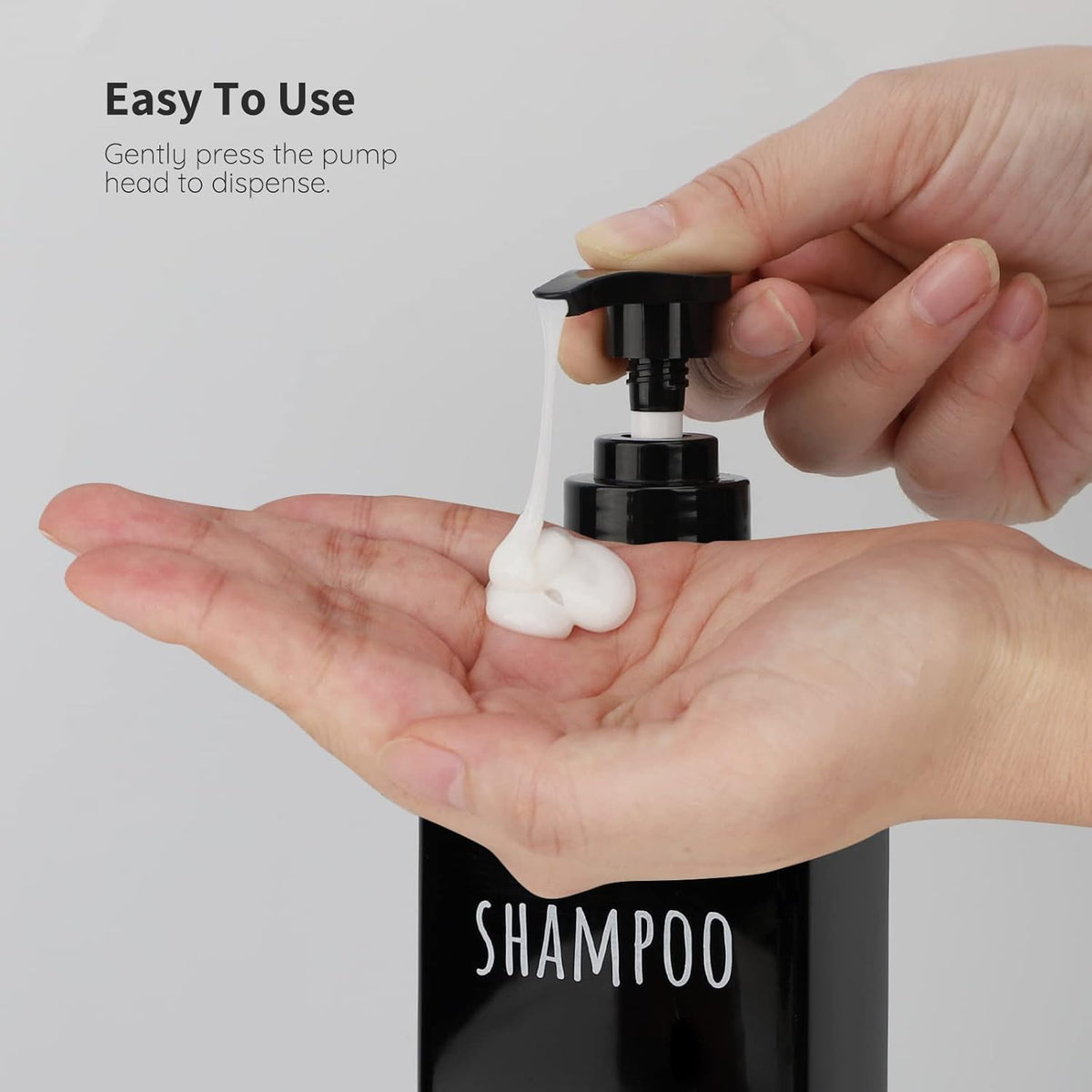 Segbeauty Plastic Square Soap Dispenser Black, 3pcs 16.9oz Refillable Shampoo and Conditioner