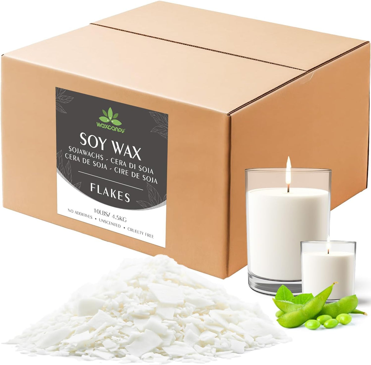 Soy Wax Flakes, Waxcanpy Natural Candle Wax, Organic Soy Wax for Candle Making from Farm, No