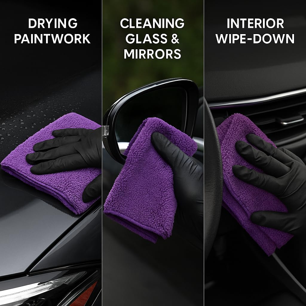 PAKS - 3 Pack Reusable Microfiber Towels - 16x24 Micro Fiber Towels Car Detailing - Plush Auto