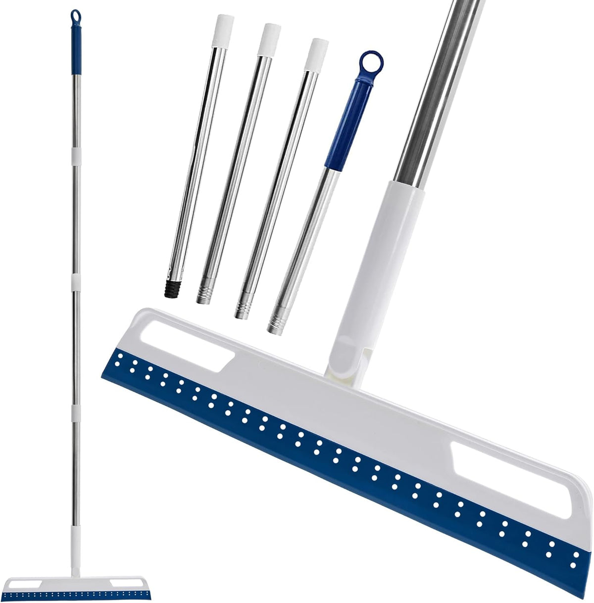Multifunction Magic Air Broom, Silicone Broom with 56" Long Handle, 4 in 1 Rubber Squeegee Sweeper