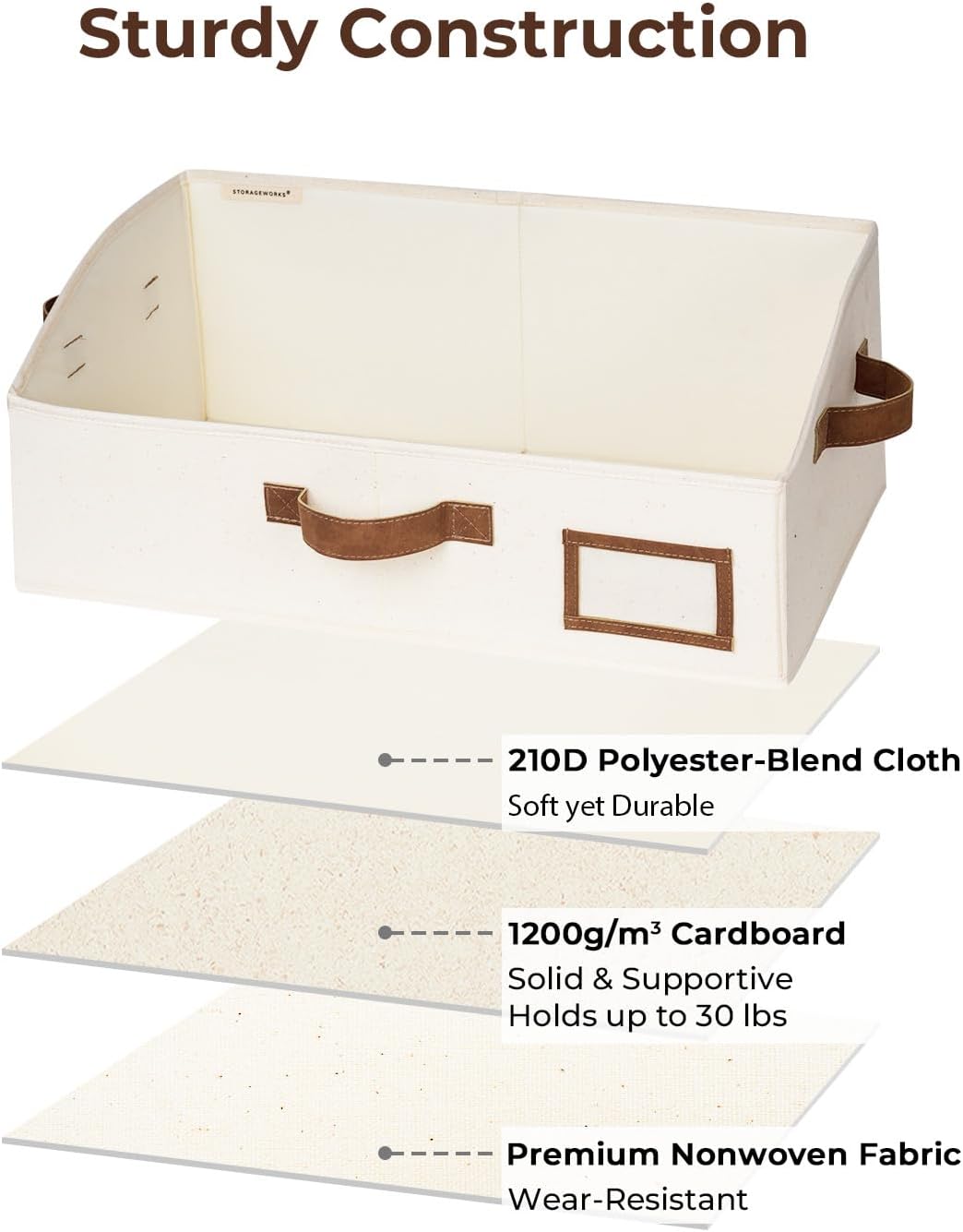 StorageWorks Closet Storage Bins, Trapezoid Organizer Box for Shelves, Fabric Clothes Bin, Foldable