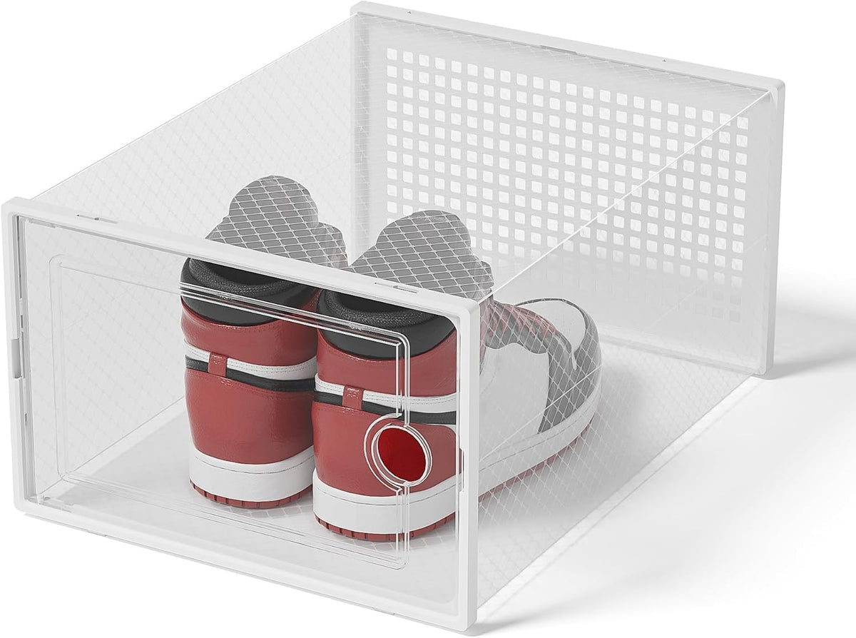 Kuject XX-Large Shoe Storage Boxes Organizers Clear Plastic Stackable 12 Pack, Shoe Rack & Holder
