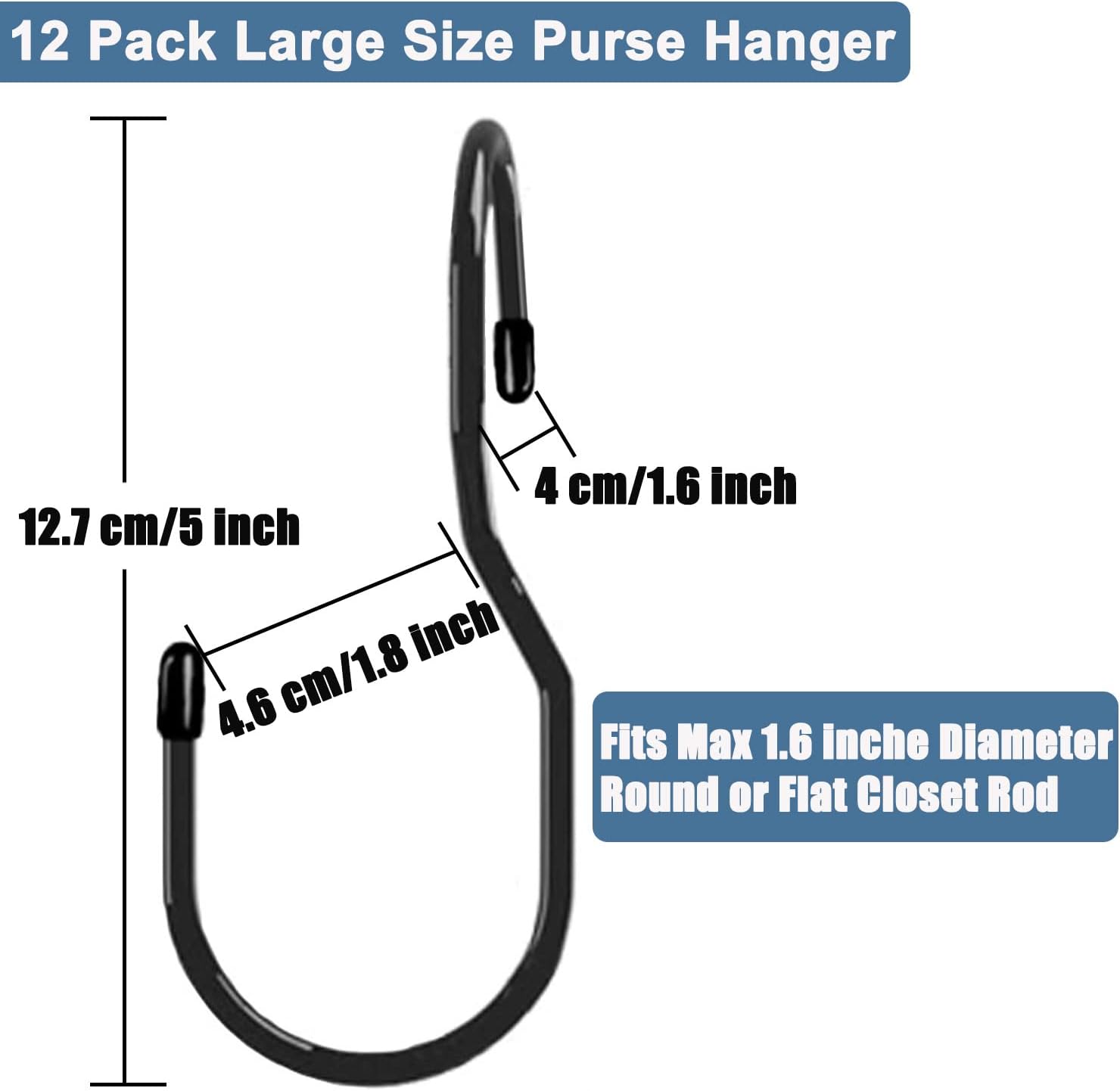 Purse Hanger for Closet, Unique Twist Design Bag Hanger Purse Hooks, 5 inch Large Size Closet Rod