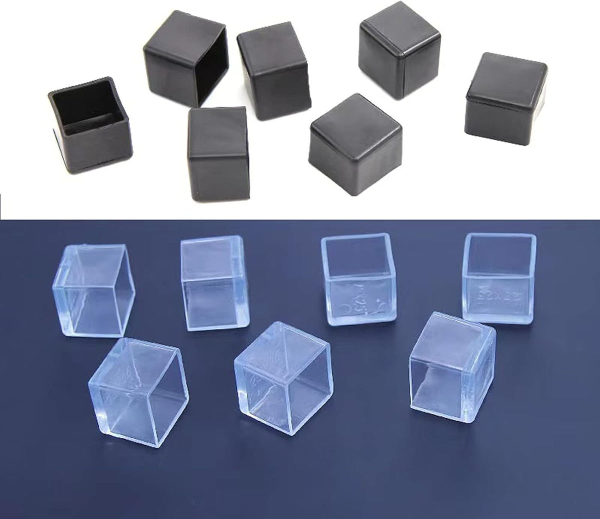 12 Pcs Transparent Square Anti-Slip Rubber Leg Tips Chair Leg Caps Furniture Floor Protectors Chair