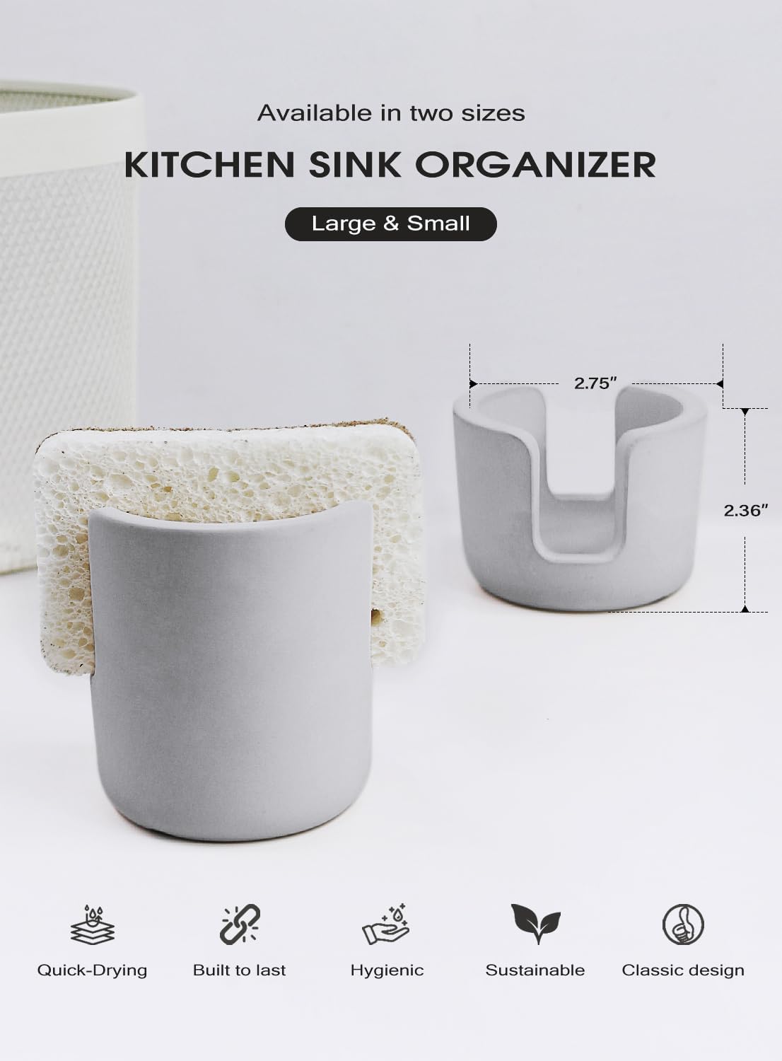 Diatomite Sponge Holder, Quick Dry Stone Sponge Stand for Kitchen Countertop Organizer