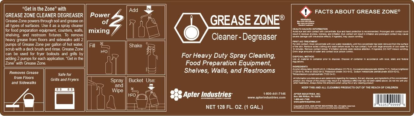 Grease Zone Food Safe Degreaser & All-Purpose Cleaner – Concentrated Restaurant Cleaning Degreaser