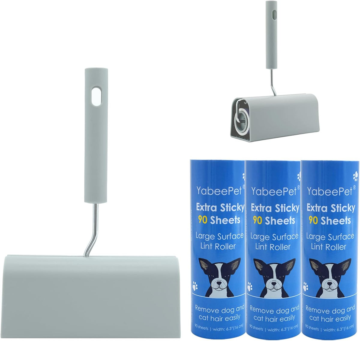 Extra Sticky Large Surface Lint Roller, 6.3'' Giant Lint Roller for Pet Hair, Lint Remover Roller