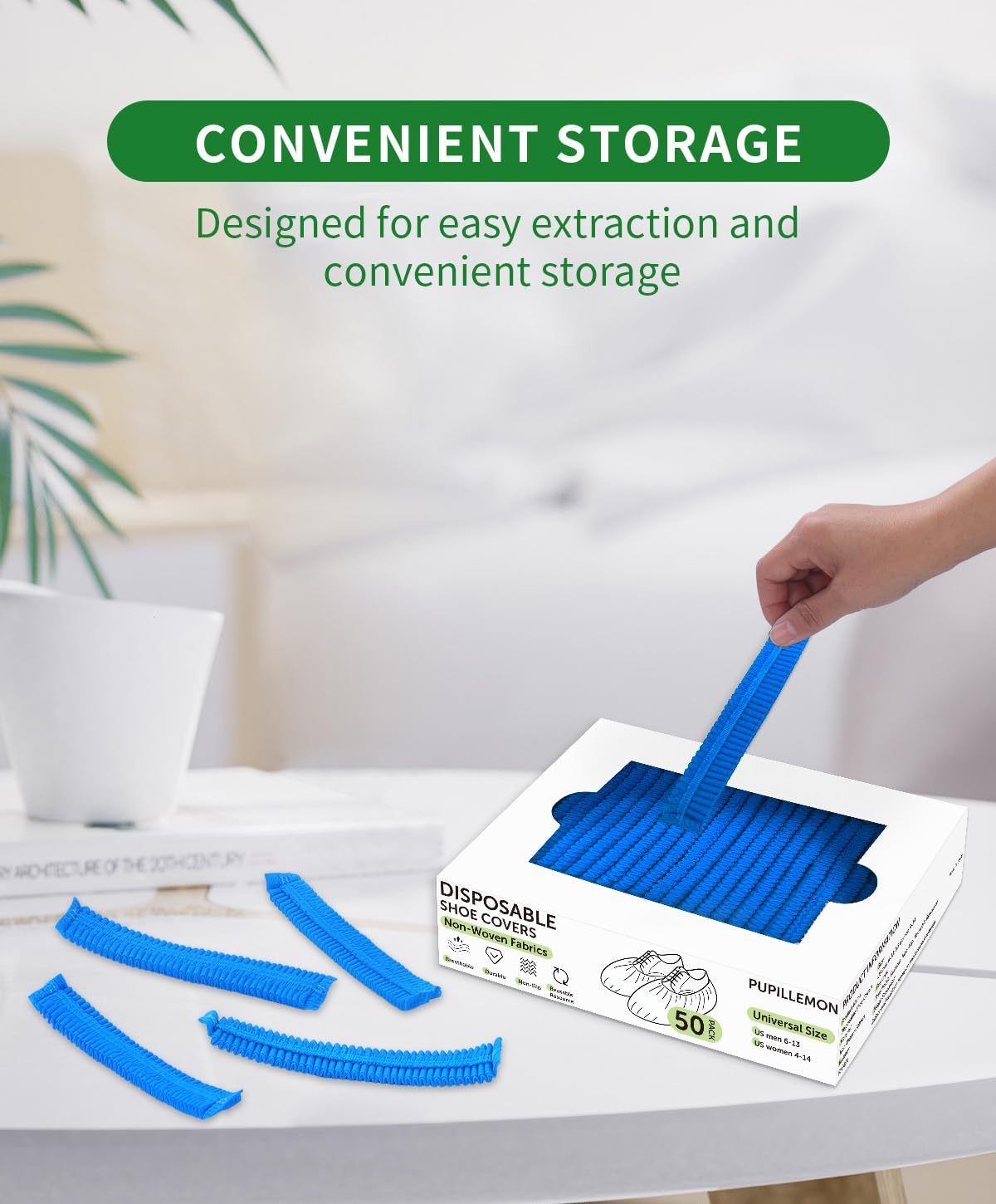50Pcs(25 Pairs) Non-Woven Shoe Covers Disposable Non Slip for Indoors, Breathable | Durable | Boot