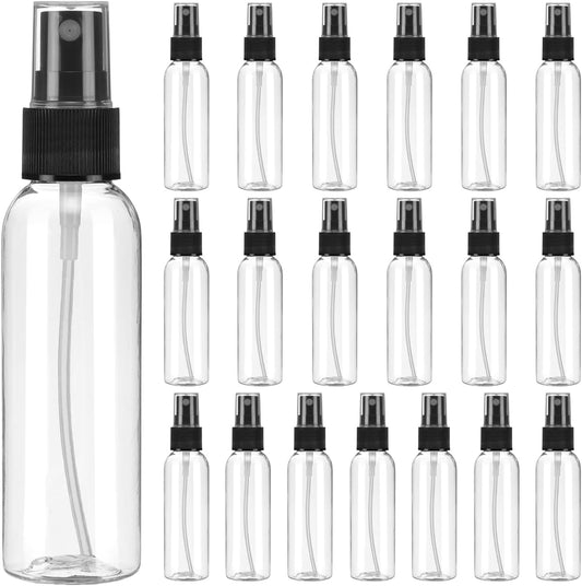 uxcell 20 Pack Spray Bottles, 2 Oz/60ML Clear Empty Mist Plastic Mini Travel Bottle Set,Small