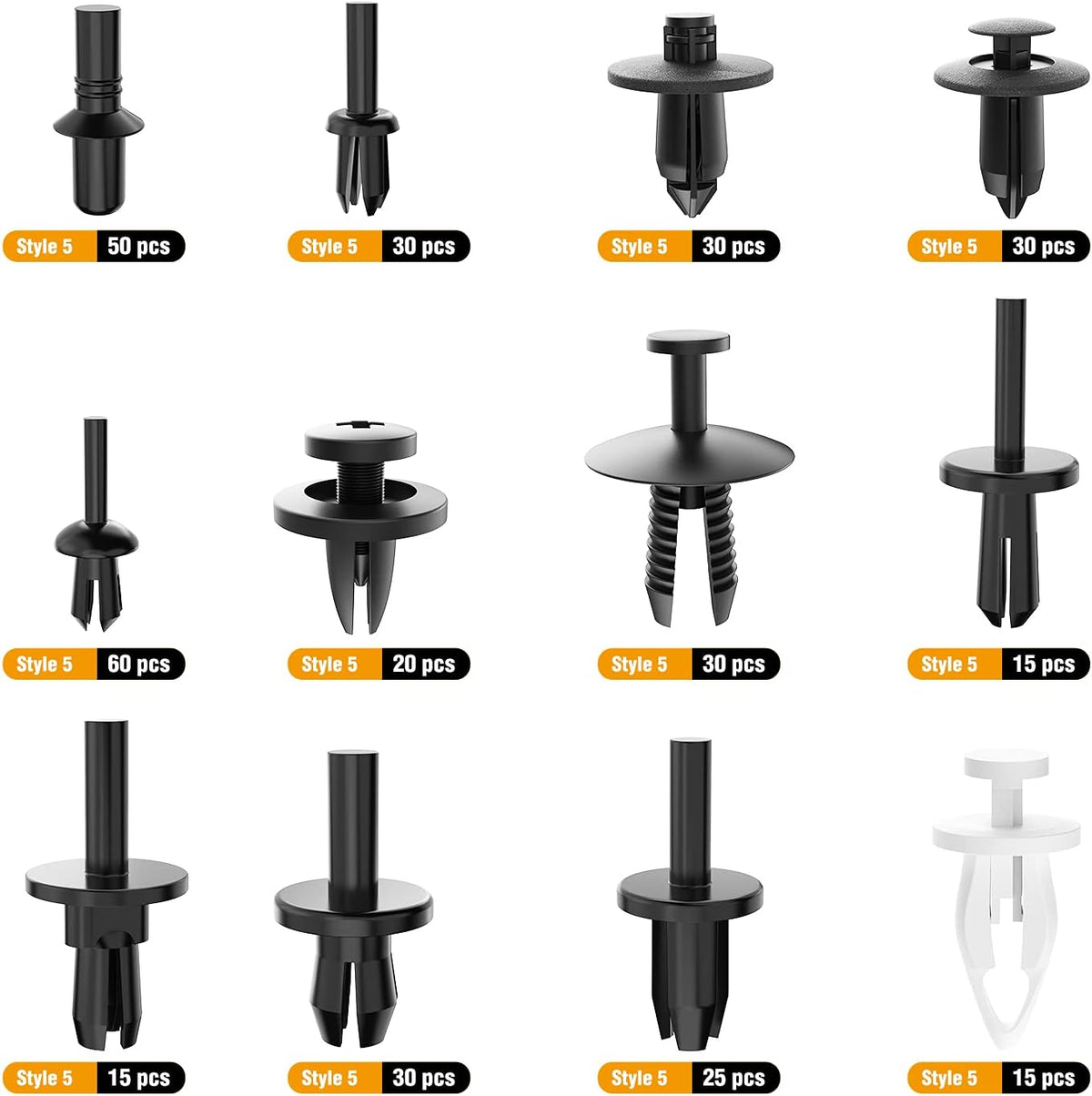 GOOACC 380Pcs Car Automotive Plastic, Metal, Nylon Push Pin Rivet with Fastener Remover Trim Clip