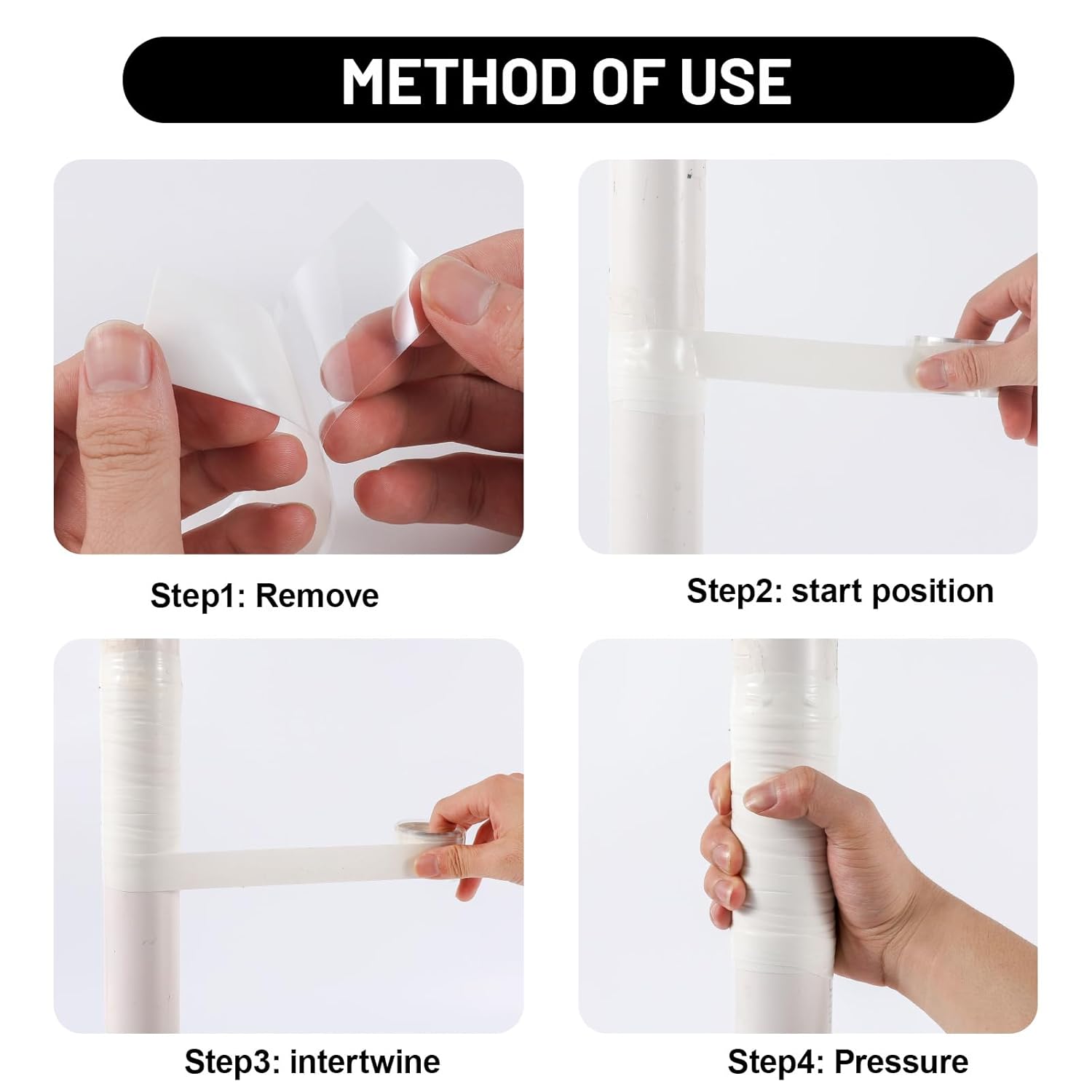 Self Fusing Silicone Tape 2 Rolls 1 in x 10' White Waterproof Rescue Tape Rubber Leak Silicone