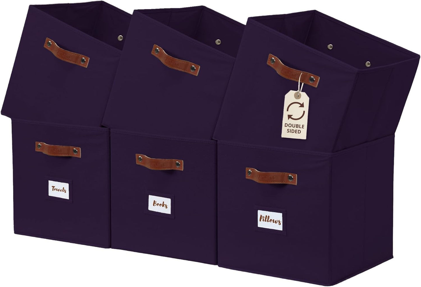 DECOMOMO Storage Bins, Cube Storage Bin with Labels, Fabric Storage Cubes for Shelves (10.5" x 11"