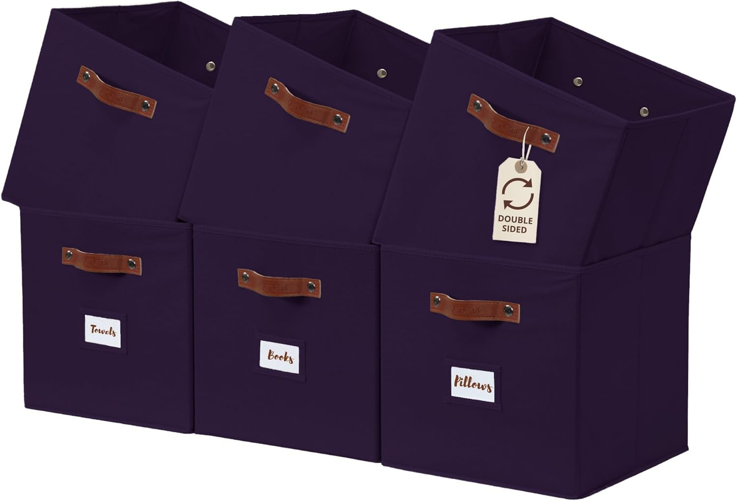 DECOMOMO Storage Bins, Cube Storage Bin with Labels, Fabric Storage Cubes for Shelves (10.5" x 11"
