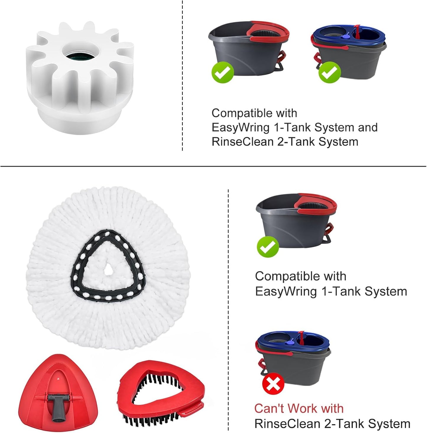 Mop Heads Replacements,Scrubber Head,Base and Pedal Bearing Replacement Combo Set for O-Cedar