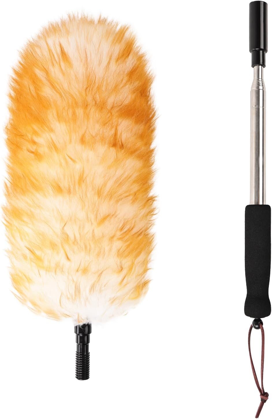 Lambswool Extendable Duster,67.7Inch Telescoping Feather Dusters with Stainless Steel Extension