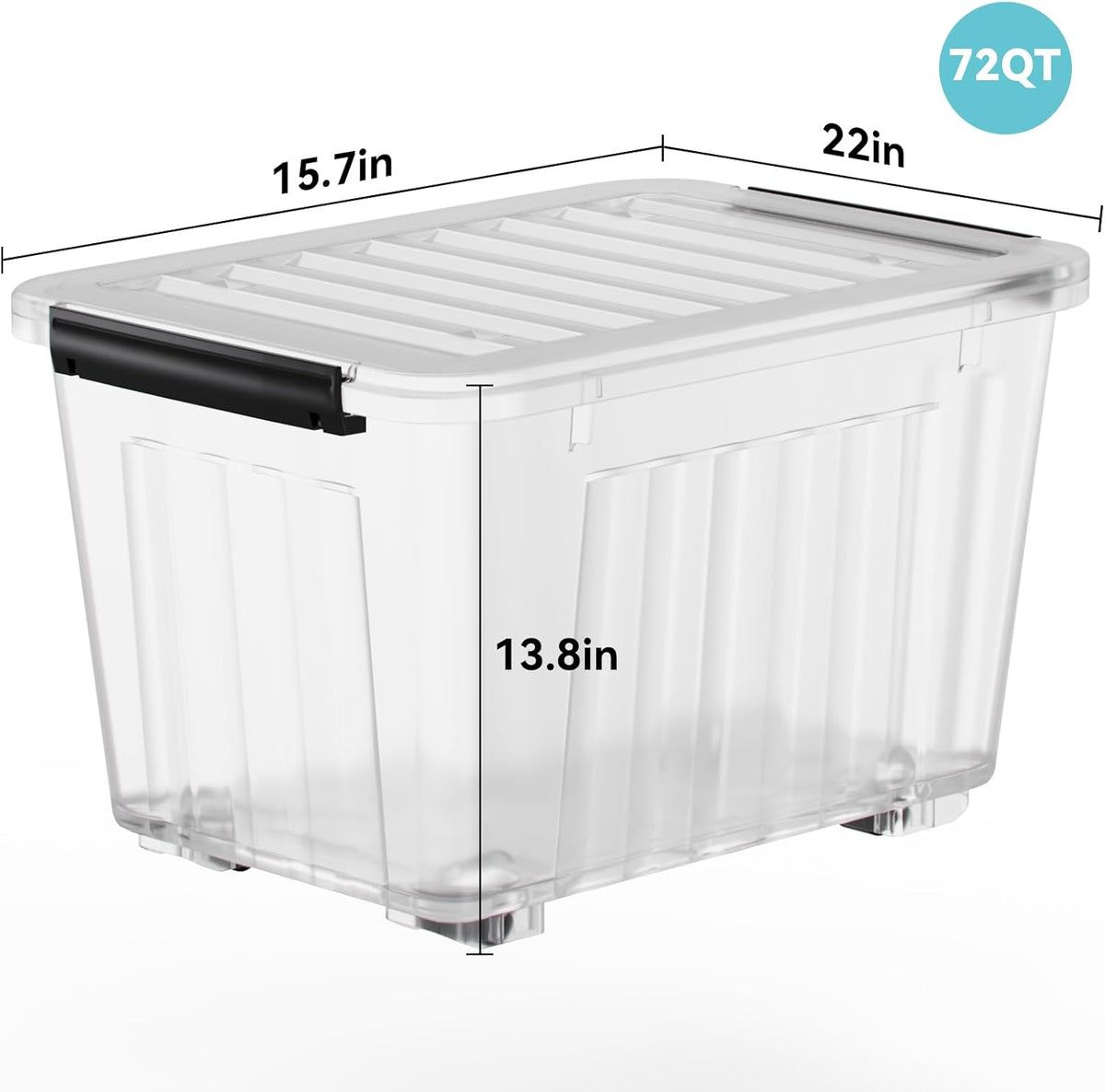 Nazhura 72 Quart Plastic Storage Bin, Stackable and Nestable Storage Boxes with Clear Lids and
