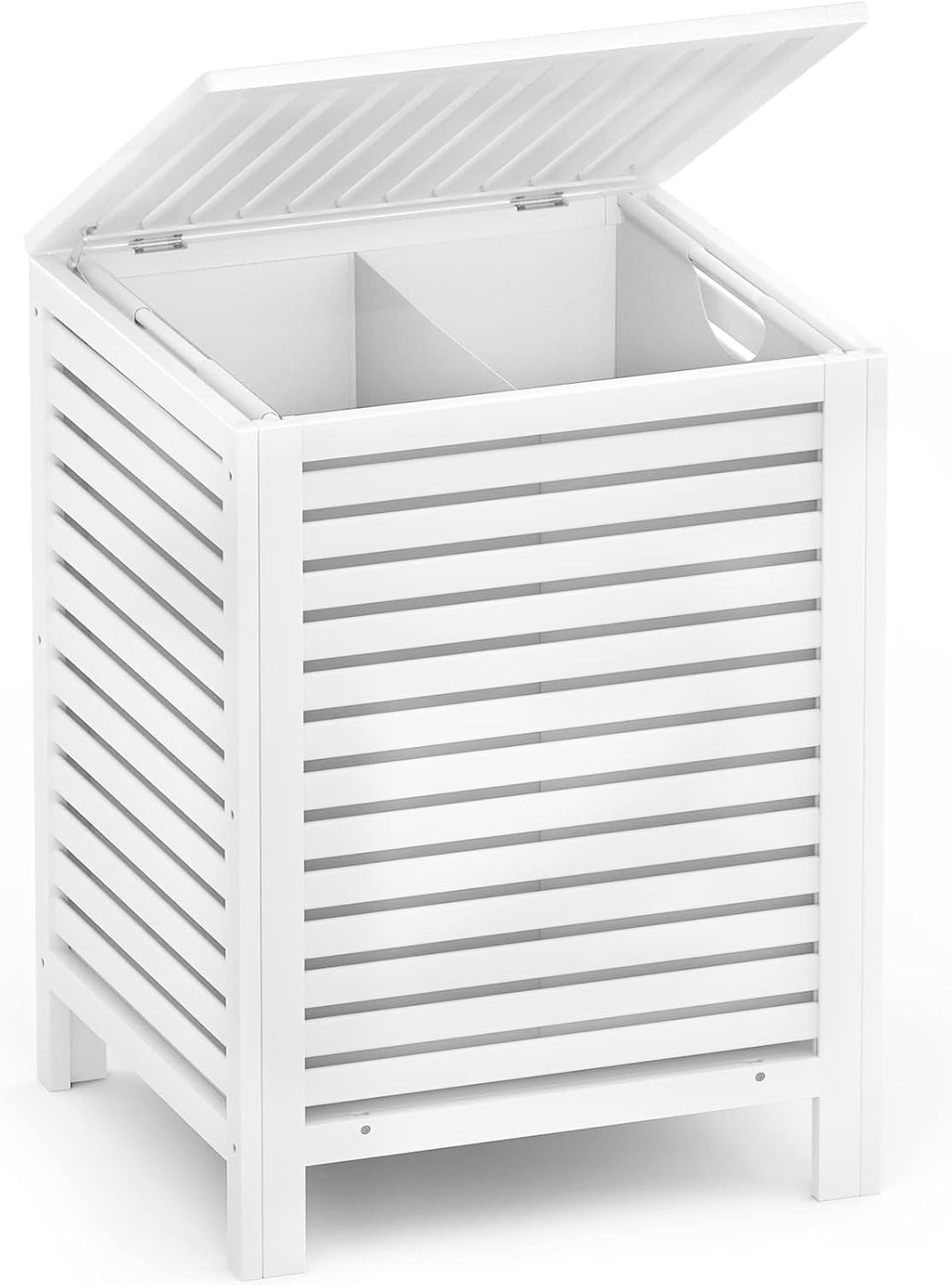 Homykic Bamboo Laundry Hamper with Lid, 120L Large Clothes Laundry Sorter with Removable 2-Section