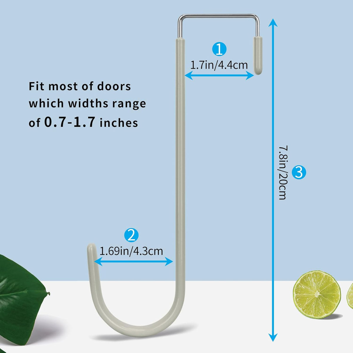 FYY Over The Door Hooks, 4 Pack Upgraded Long Door Hangers Hooks with Rubber Prevent Scratches
