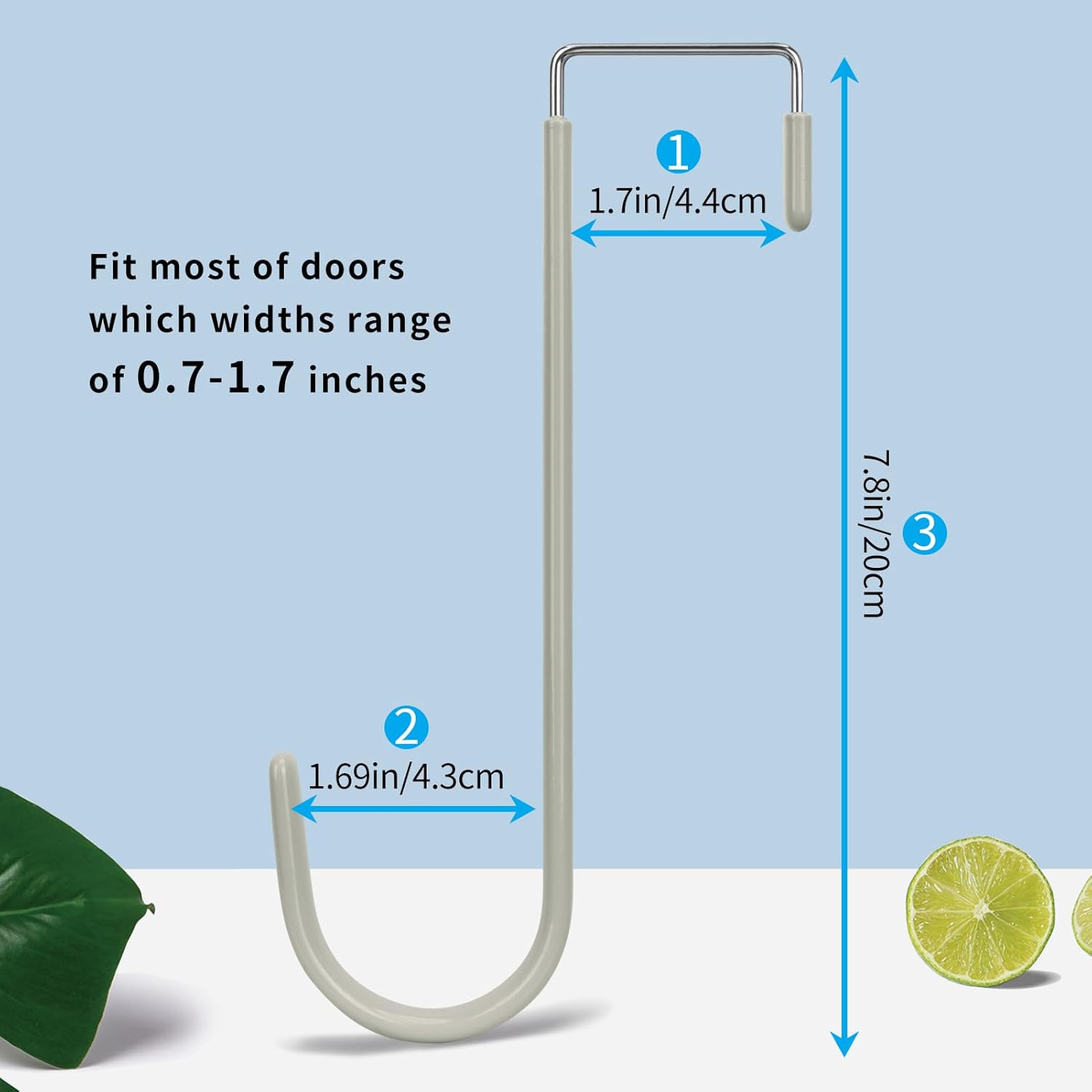 FYY Over The Door Hooks, 4 Pack Upgraded Long Door Hangers Hooks with Rubber Prevent Scratches
