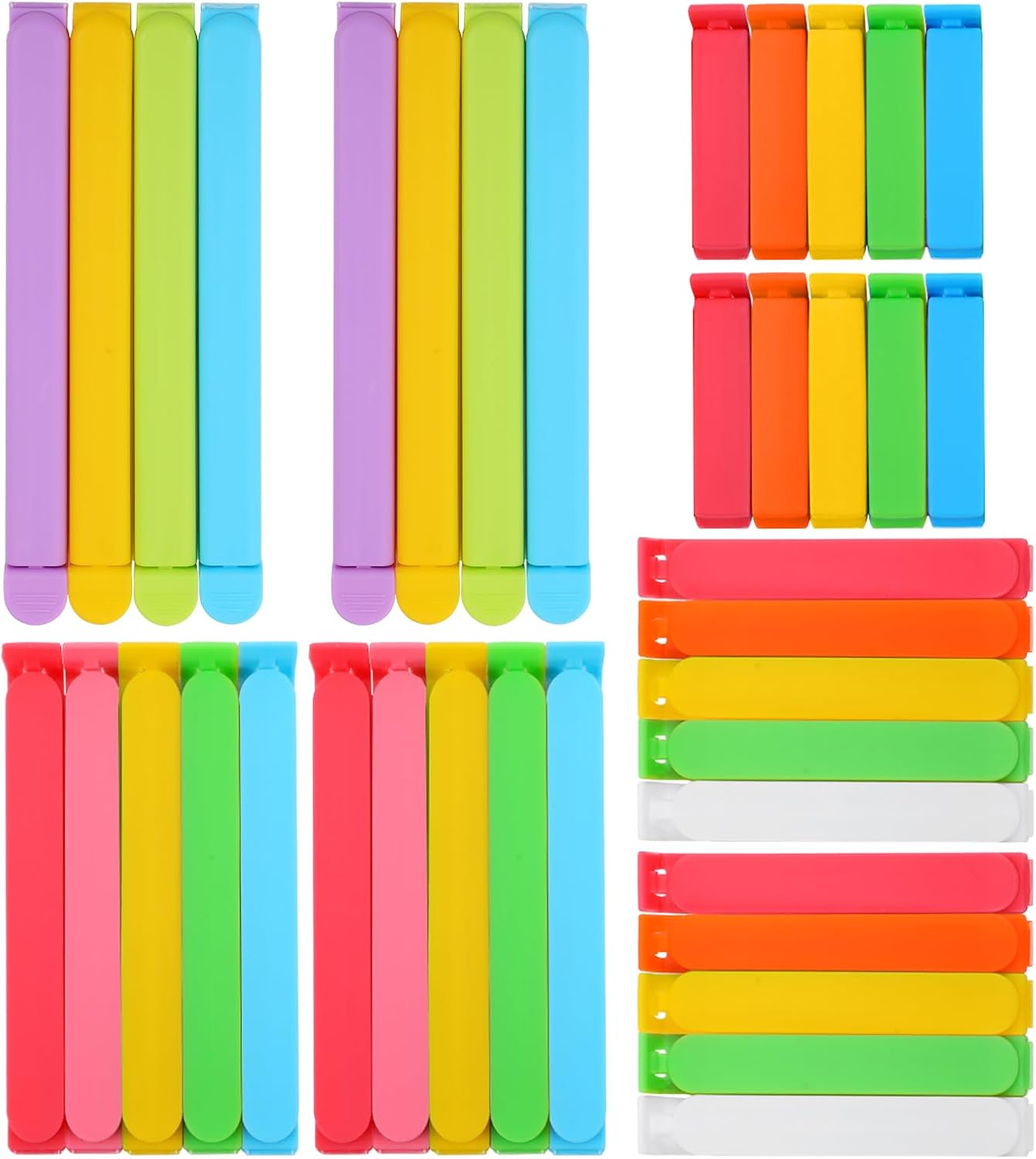 38 PCS Colorful Chip Clips - 4 Sizes Good Sealing Bag Clips for Food Snack Storage, Keeps Coffee