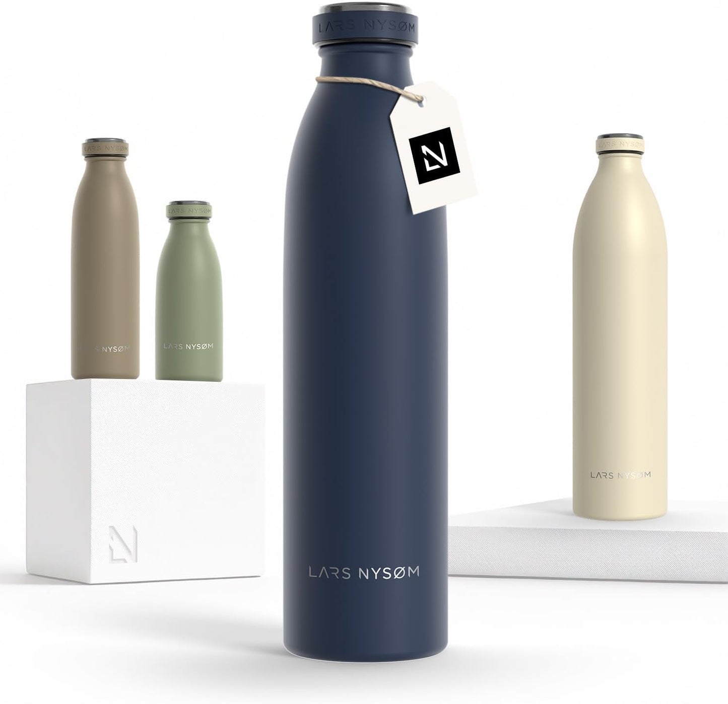 LARS NYSØM Stainless Steel Insulated Water Bottle 12oz 17oz 25oz 34oz 51oz | Insulated Thermo Flask
