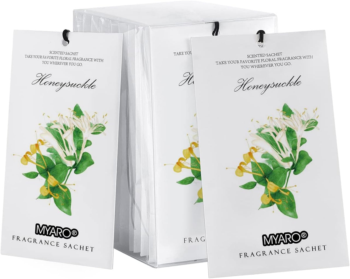MYARO 12 Packs Honeysuckle Scented Sachets for Drawer and Closet, Long-Lasting Sachets Bags Air