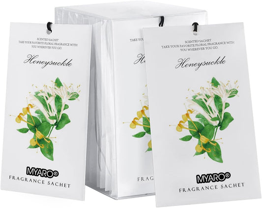 MYARO 12 Packs Honeysuckle Scented Sachets for Drawer and Closet, Long-Lasting Sachets Bags Air