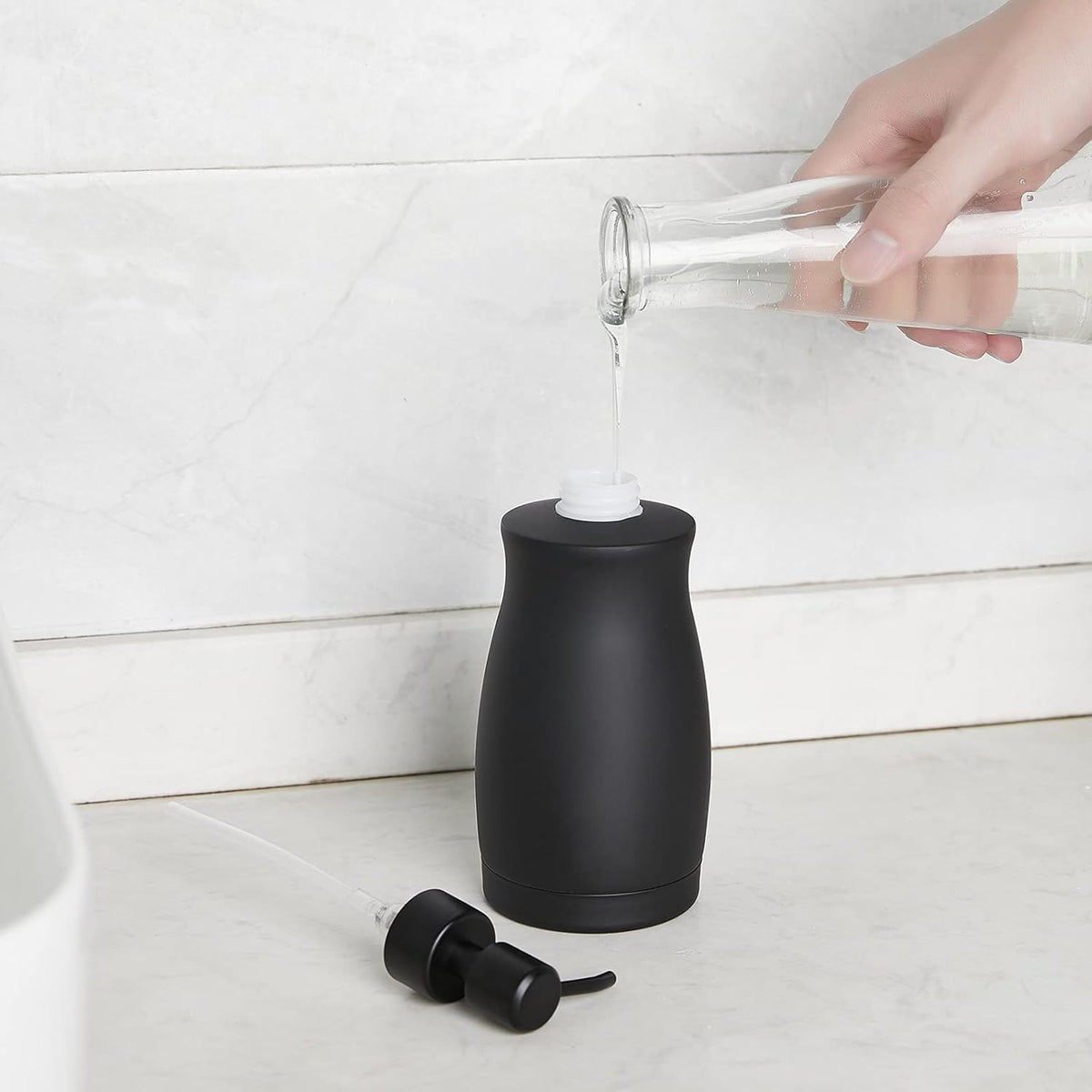 304 Stainless Steel Countertop Black Soap Dispenser Rust Resistant Leak-Proof Liquid Hand Sanitizer