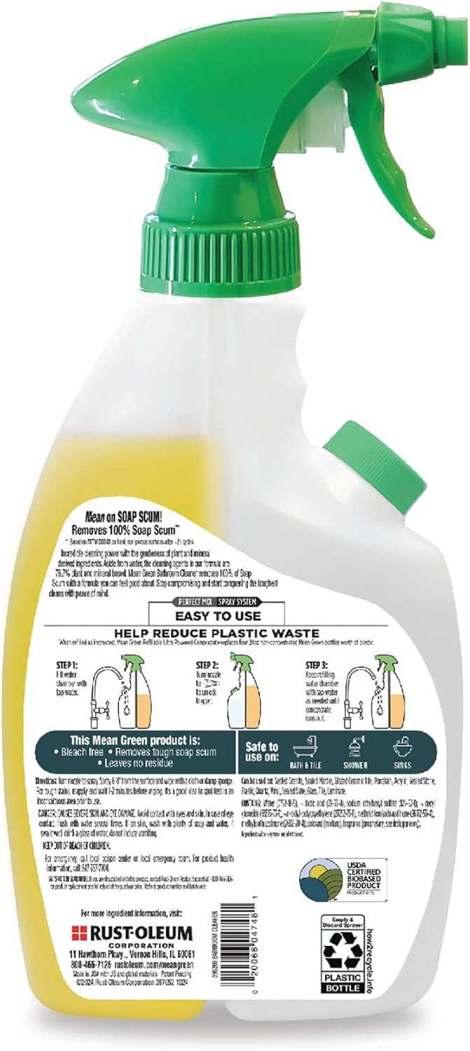 Mean Green Refillable Ultra Powered CONCENTRATE Bathroom Cleaner, Tropical Breeze, 14.3 Ounce, 6