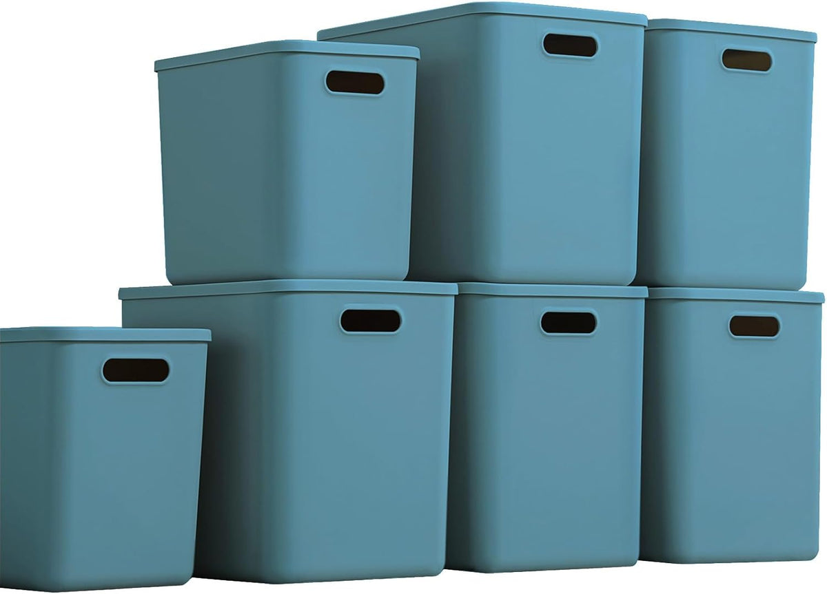 Plastic Storage Bins with lids,Storage Baskets,Container with handle,Storage Organizer Bins for
