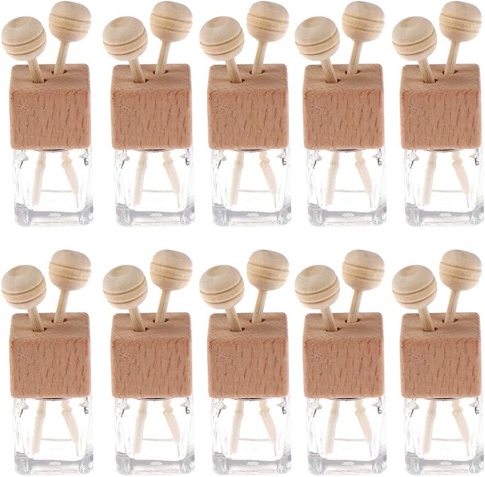 10 Pack,8ml Clear Glass Car Air Freshener Perfume Clip Diffuser,Empty Essential Oil Perfume Vials