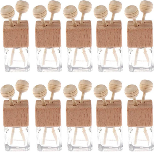 10 Pack,8ml Clear Glass Car Air Freshener Perfume Clip Diffuser,Empty Essential Oil Perfume Vials