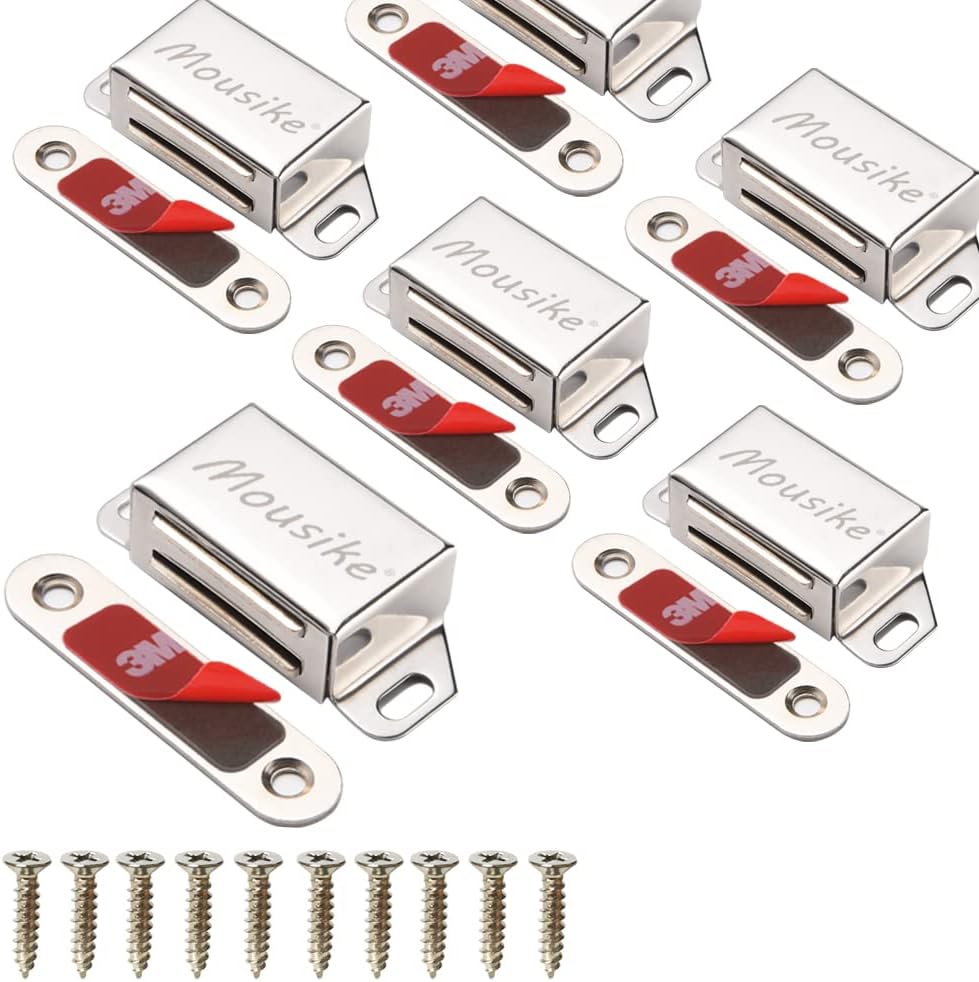Mousike Cabinet Magnets 30lb Stainless Steel Magnetic Door Catch with Strong Magnetic for Kitchen