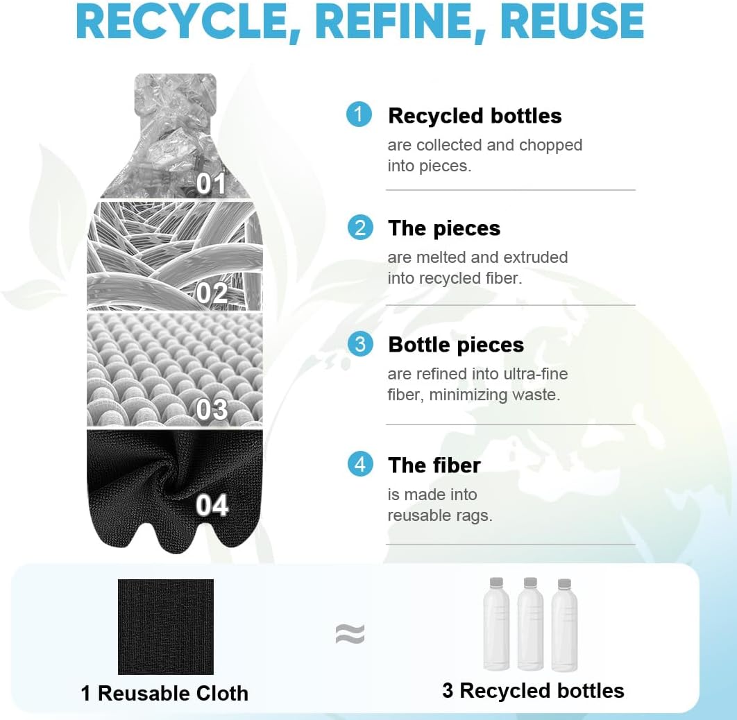 AIDEA Microfiber Cleaning Cloth Roll, 75PK, Black Microfiber Towels for Cars, Reusable Paper Towels