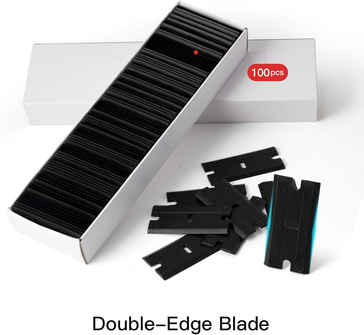 NEWISHTOOL 2 Pcs Long Handle Plastic Razor Blade Scraper With 100 PCS Spare Replacement Blades