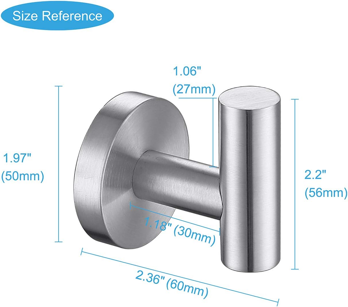 TASTOS Bathroom Towel Hooks Brushed Nickel, 2 Pack Stainless Steel Robe Coat and Clothes Hook