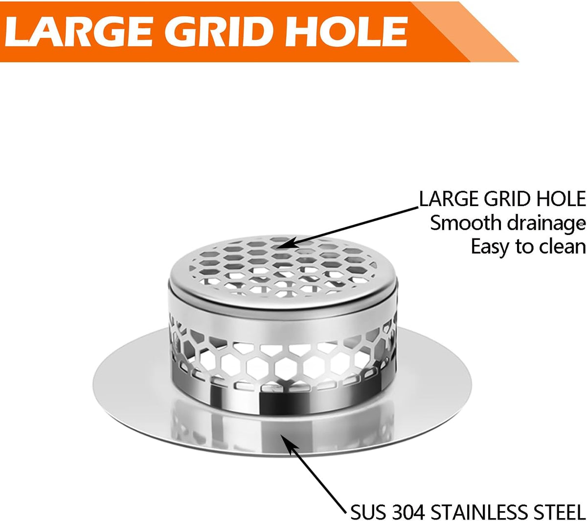 Hair Catcher Shower Drain Bathtub Lavatory Sink Drain Strainer for Laundry, Mop Pool, Utility
