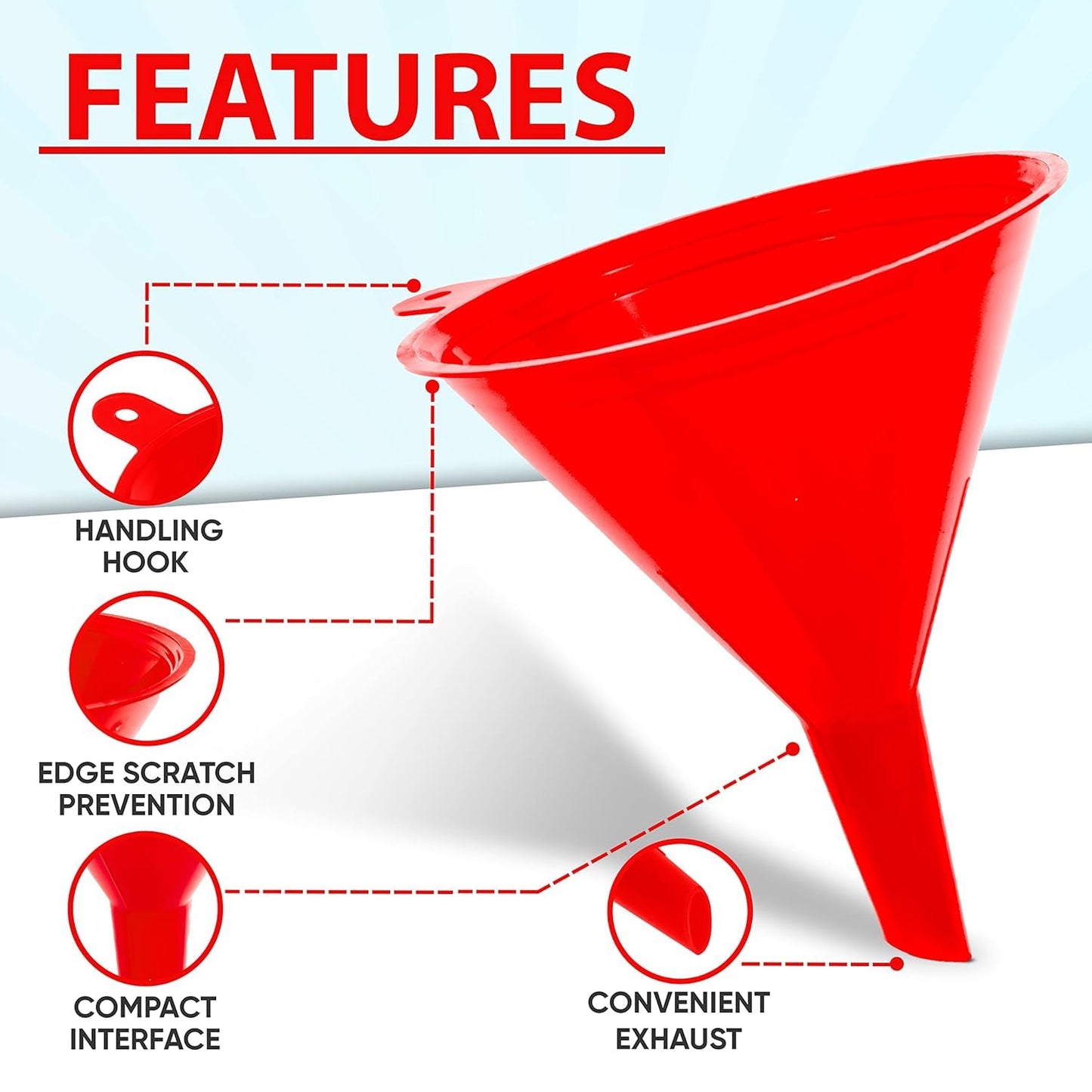 Funnel 4-Pack Funnels for Kitchen Use Filling Bottles - Food-Grade Plastic, Funnels for Automotive