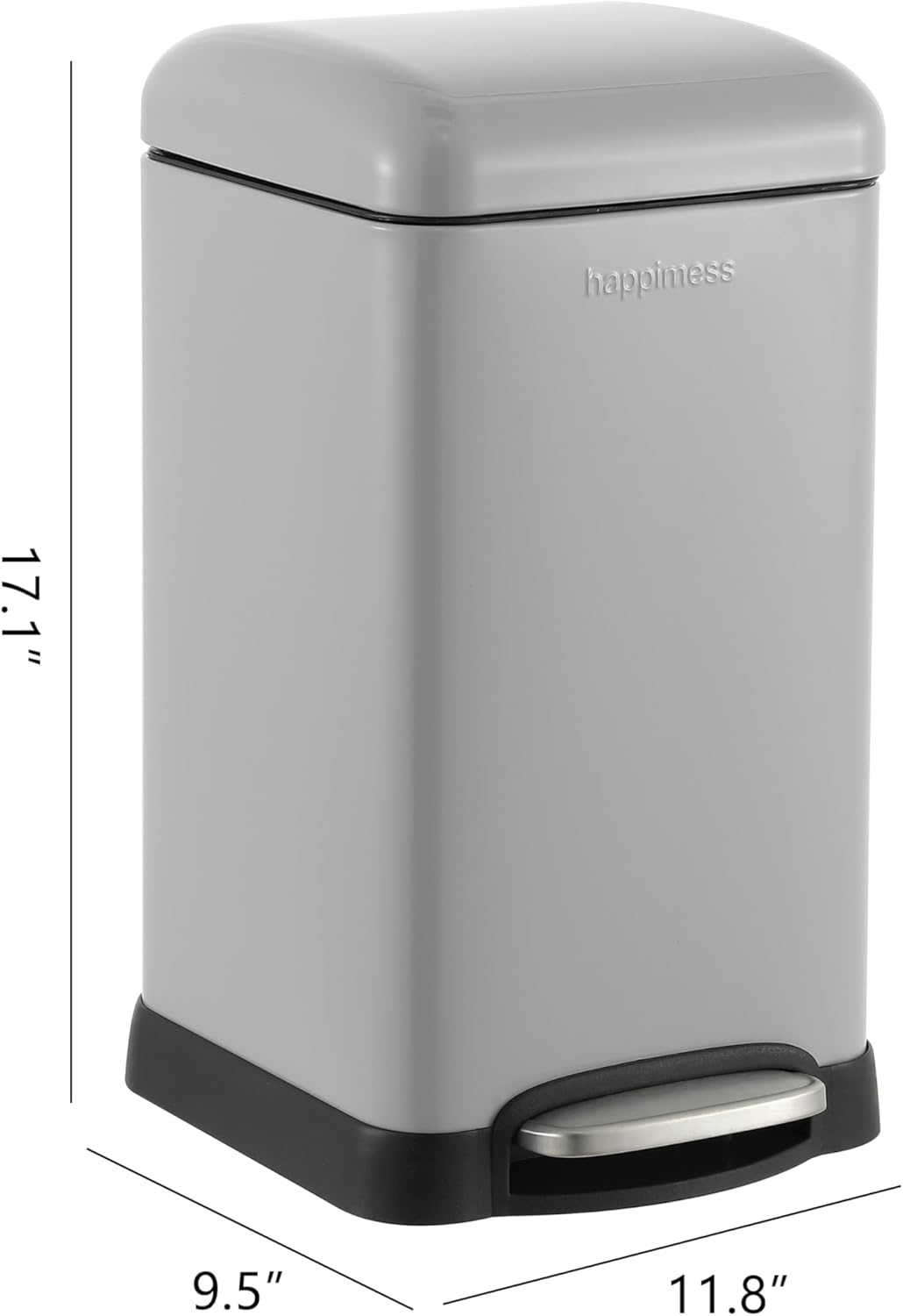 happimess HPM1012E Betty Retro Mini 3.2-Gallon Step-Open Trash Can, Fingerprint Resistant, Modern