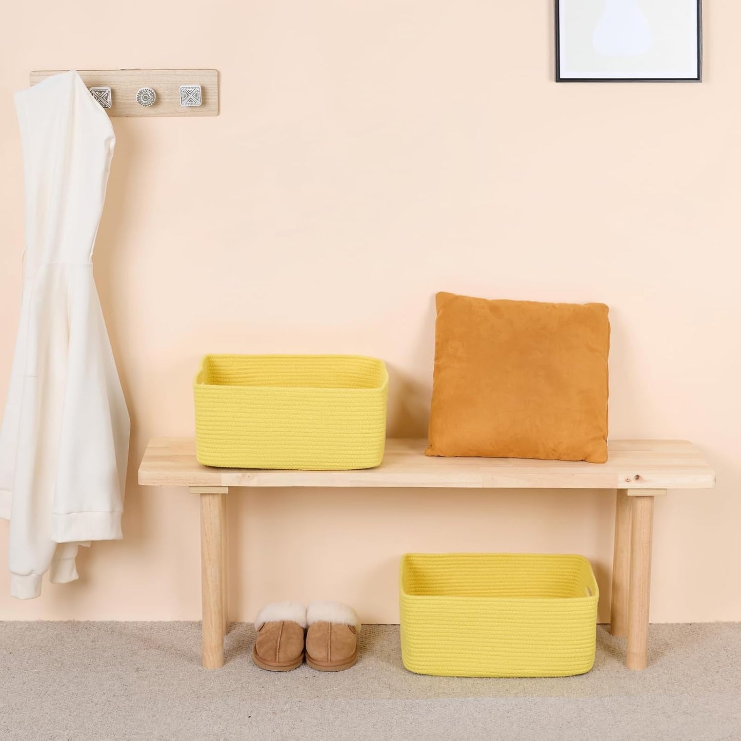 Large Storage Baskets for Shelves, Closet Organizers Bins for Clothes Blanket Towels, Baby Nursery