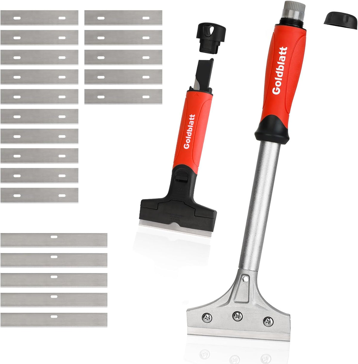 Goldblatt 2 Pieces Glass Scraper Set with 20-piece Blades - 4 Inch Industrial Floor Scraper Tool