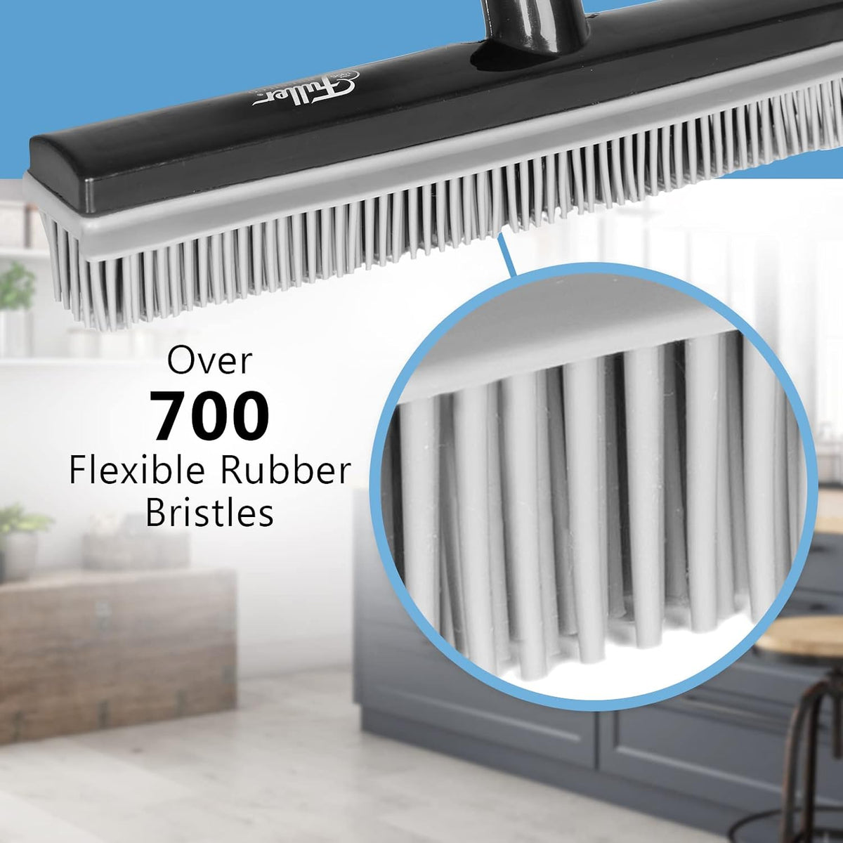 Fuller Brush Rubber Broom – for Carpets Floors Stairs Upholstery – Electrostatic Action Removes Pet
