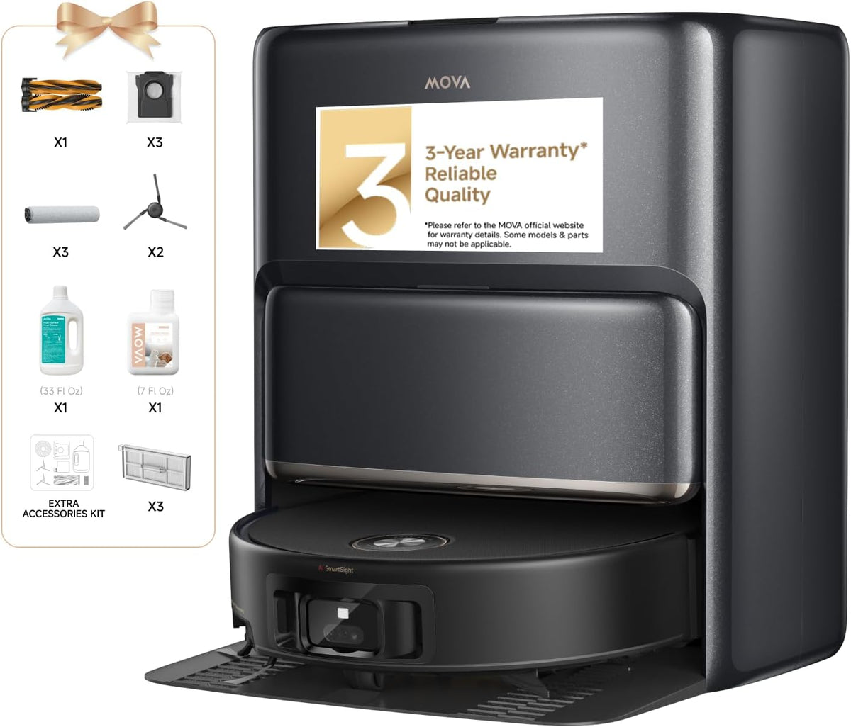 MOVA Z60 Ultra Roller Complete Robot Vacuum and Mop, 28,000Pa Suction, Roller Real-Time Flutting