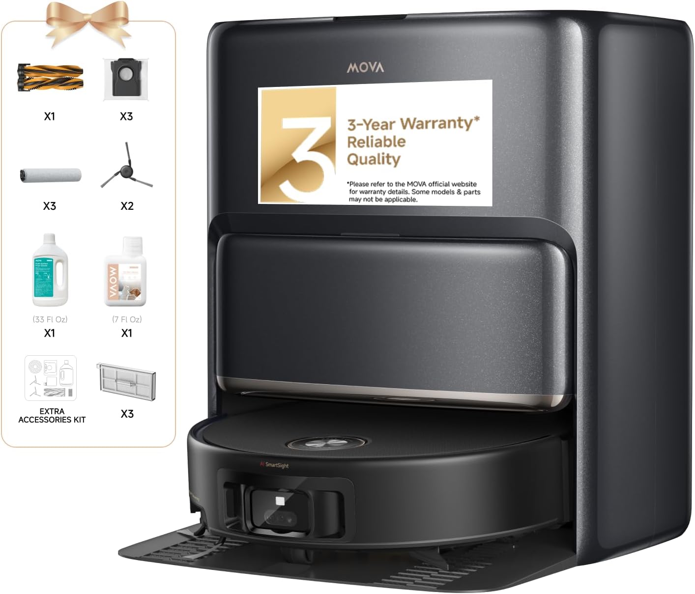 MOVA Z60 Ultra Roller Complete Robot Vacuum and Mop, 28,000Pa Suction, Roller Real-Time Flutting