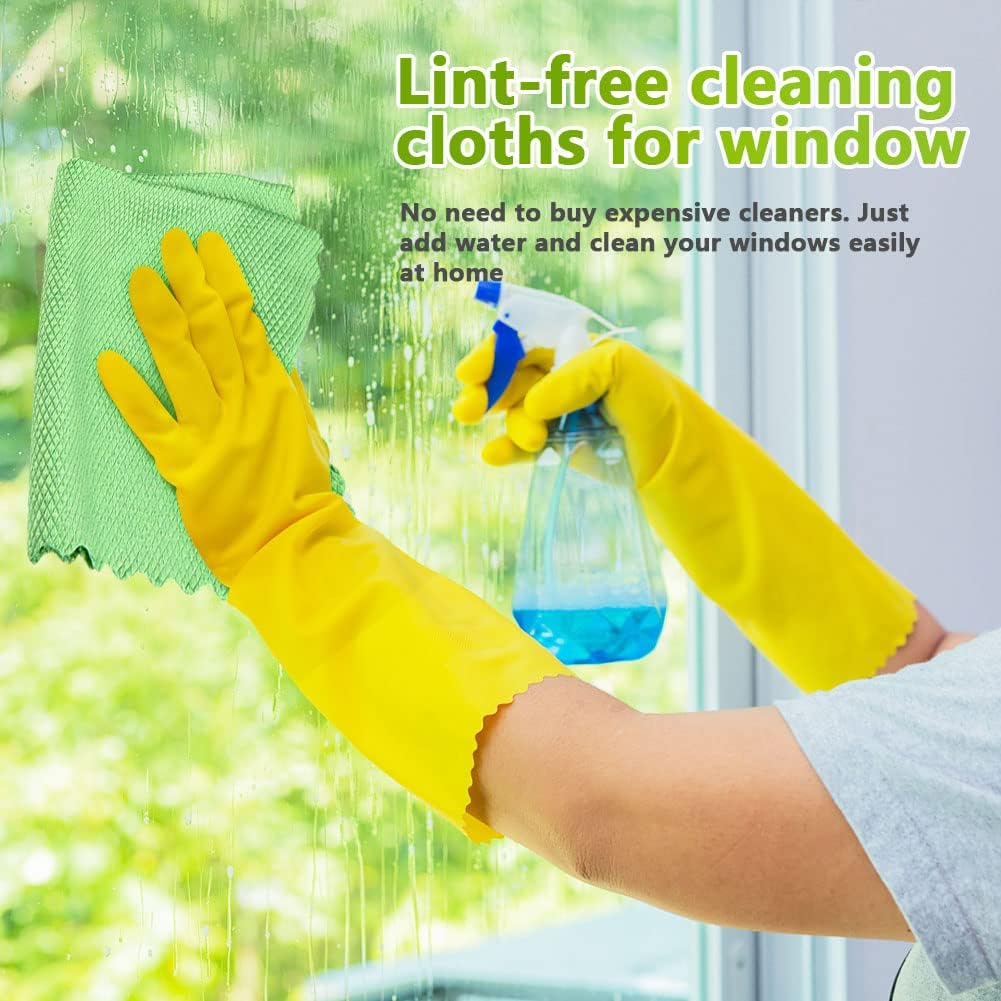 HOMEXCEL Microfiber Glass Cleaning Cloths-6PK, 16"x14" Lint Free Window Cleaning Cloth, Glasses