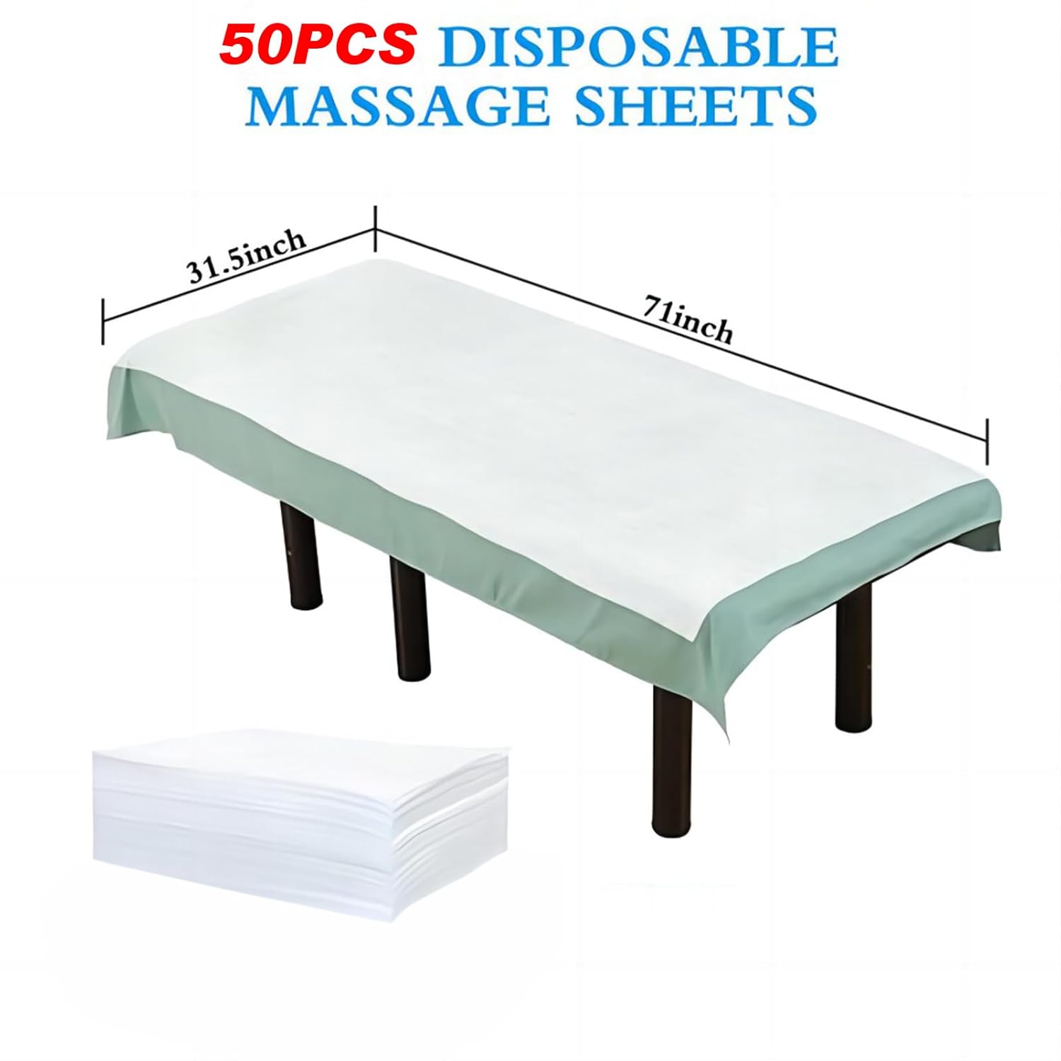 50Pcs Disposable Massage Table Sheets 31.5" x 71" Non-Woven Fabric Bed Covers for Ultimate Hygiene